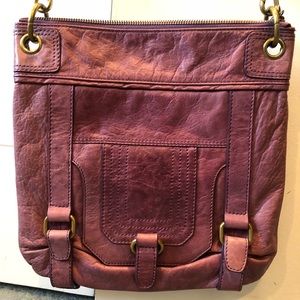 Purple, Soft Leather Cross Body Bag